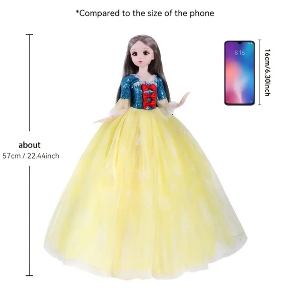 NEW! Blonde Princess Doll in Blue and Yellow Dress with Crown! - Picture 2 of 3